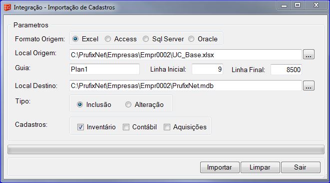 Importação de Cadastros